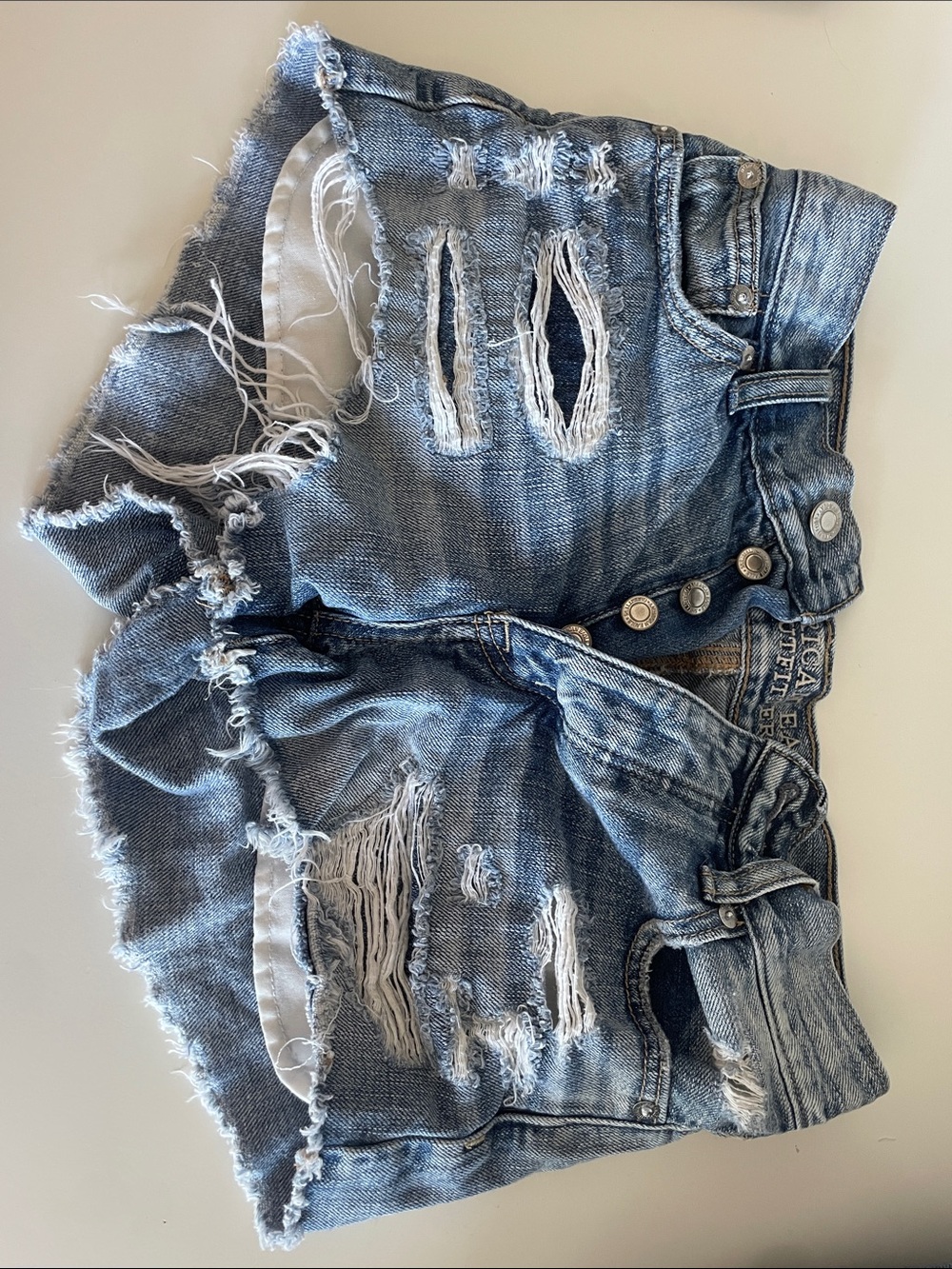 American Eagle Outfitters Distressed Light Blue Denim Cutoff Shorts